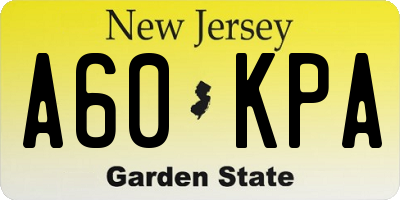 NJ license plate A60KPA