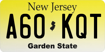NJ license plate A60KQT