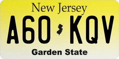 NJ license plate A60KQV