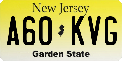 NJ license plate A60KVG