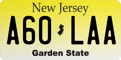 NJ license plate A60LAA