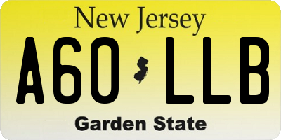 NJ license plate A60LLB