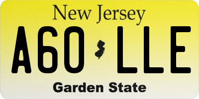 NJ license plate A60LLE