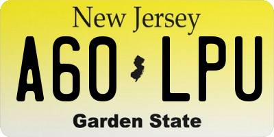 NJ license plate A60LPU