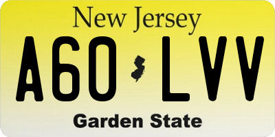 NJ license plate A60LVV
