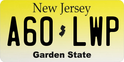 NJ license plate A60LWP