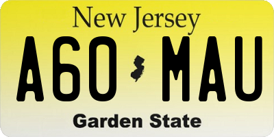 NJ license plate A60MAU