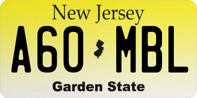 NJ license plate A60MBL