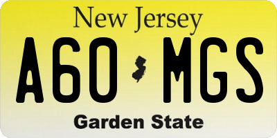 NJ license plate A60MGS