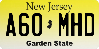 NJ license plate A60MHD