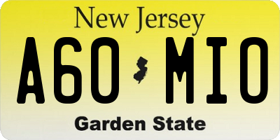 NJ license plate A60MIO