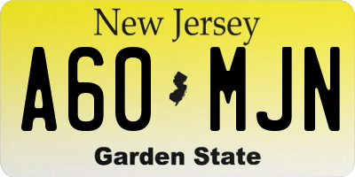 NJ license plate A60MJN