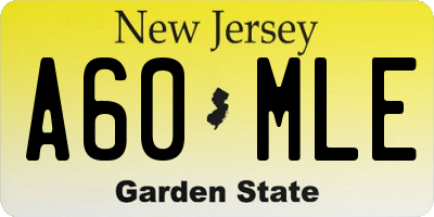 NJ license plate A60MLE