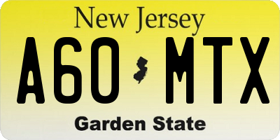NJ license plate A60MTX