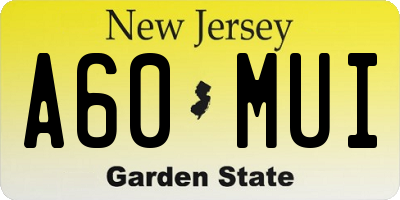 NJ license plate A60MUI