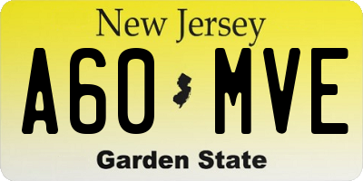 NJ license plate A60MVE