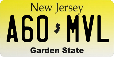 NJ license plate A60MVL