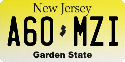 NJ license plate A60MZI