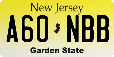 NJ license plate A60NBB