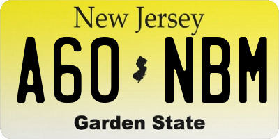 NJ license plate A60NBM