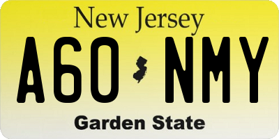 NJ license plate A60NMY