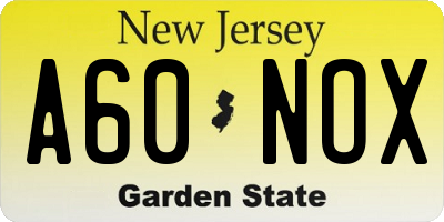 NJ license plate A60NOX