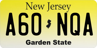 NJ license plate A60NQA