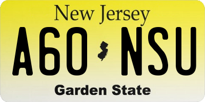 NJ license plate A60NSU
