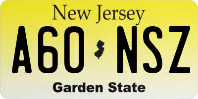 NJ license plate A60NSZ