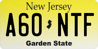 NJ license plate A60NTF