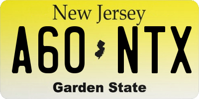 NJ license plate A60NTX