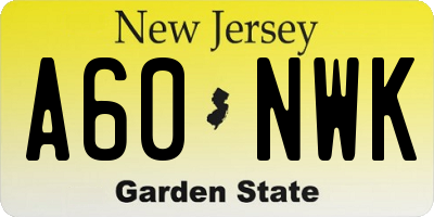 NJ license plate A60NWK