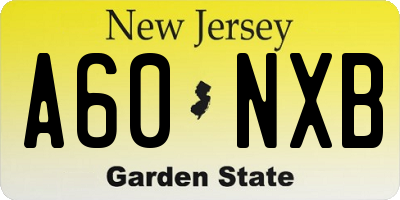 NJ license plate A60NXB