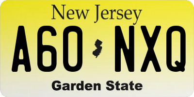 NJ license plate A60NXQ