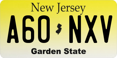 NJ license plate A60NXV