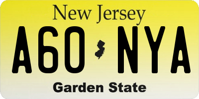 NJ license plate A60NYA