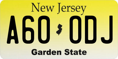 NJ license plate A60ODJ