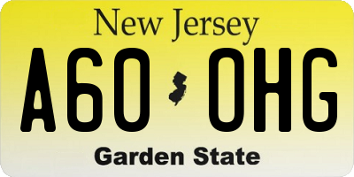 NJ license plate A60OHG