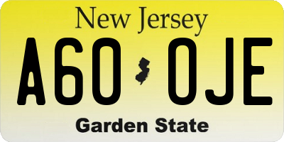 NJ license plate A60OJE