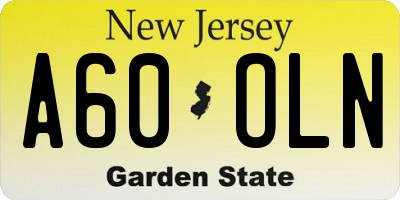 NJ license plate A60OLN