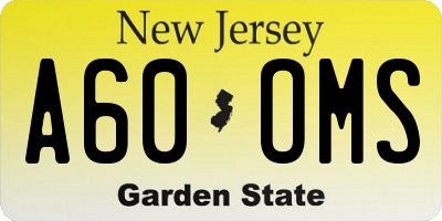 NJ license plate A60OMS
