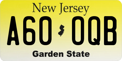 NJ license plate A60OQB