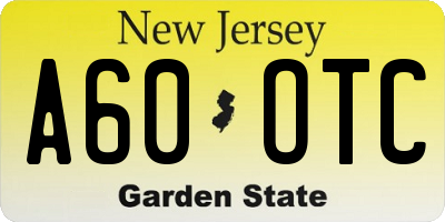 NJ license plate A60OTC