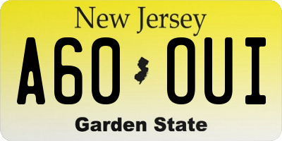 NJ license plate A60OUI