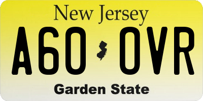 NJ license plate A60OVR