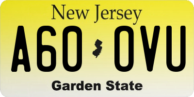 NJ license plate A60OVU