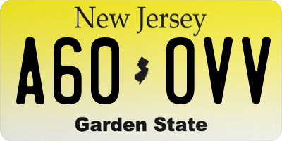 NJ license plate A60OVV