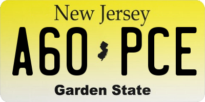 NJ license plate A60PCE