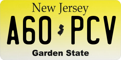 NJ license plate A60PCV