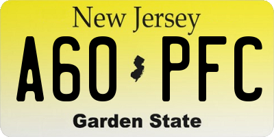 NJ license plate A60PFC